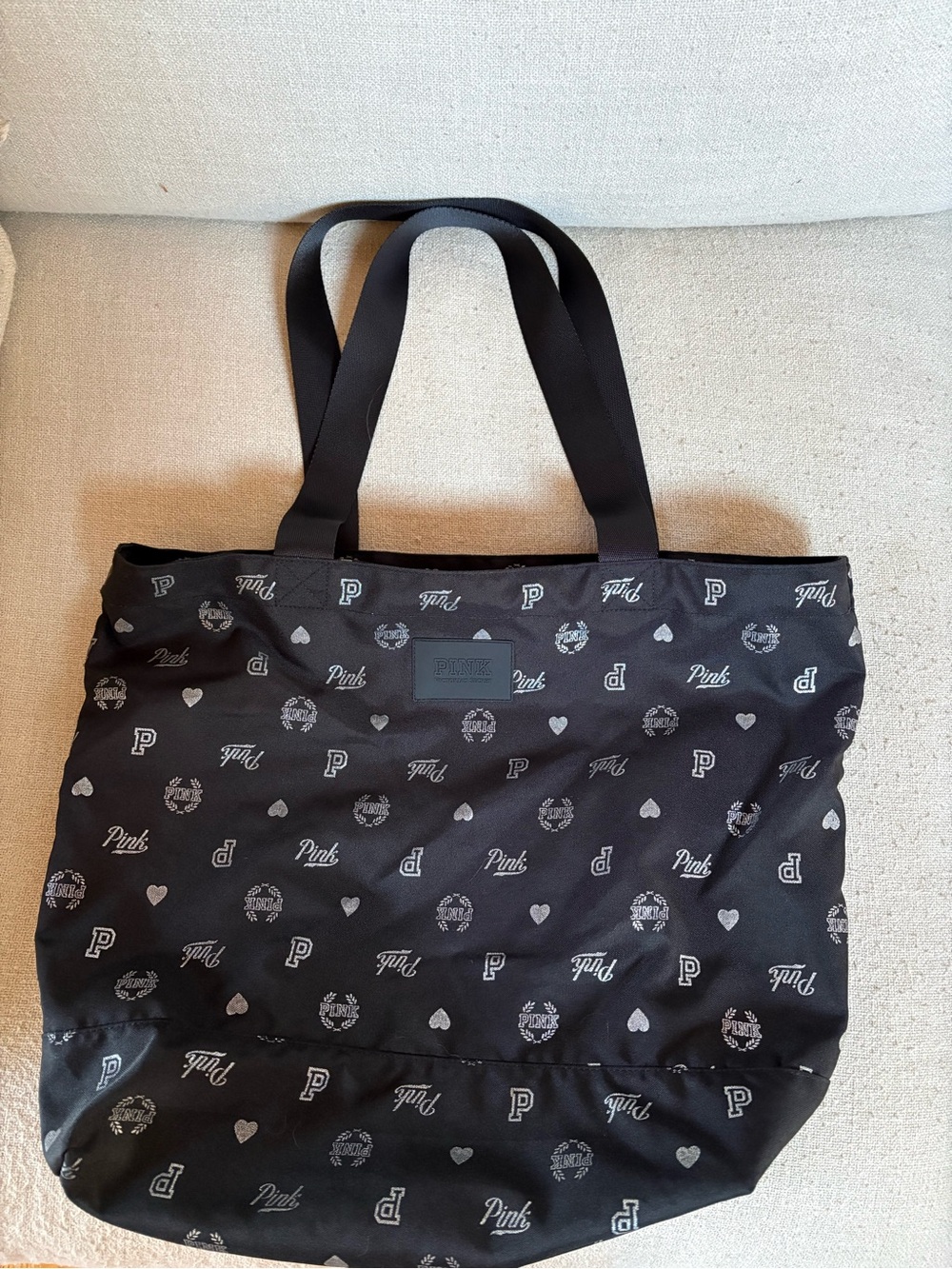 PINK Victoria's Secret Black Logo Print Tote
